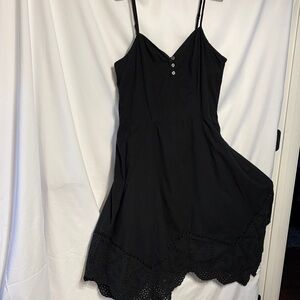 Universal Thread Black Cottagecore Islet Spaghetti Strap 100%Cotton Dress XL